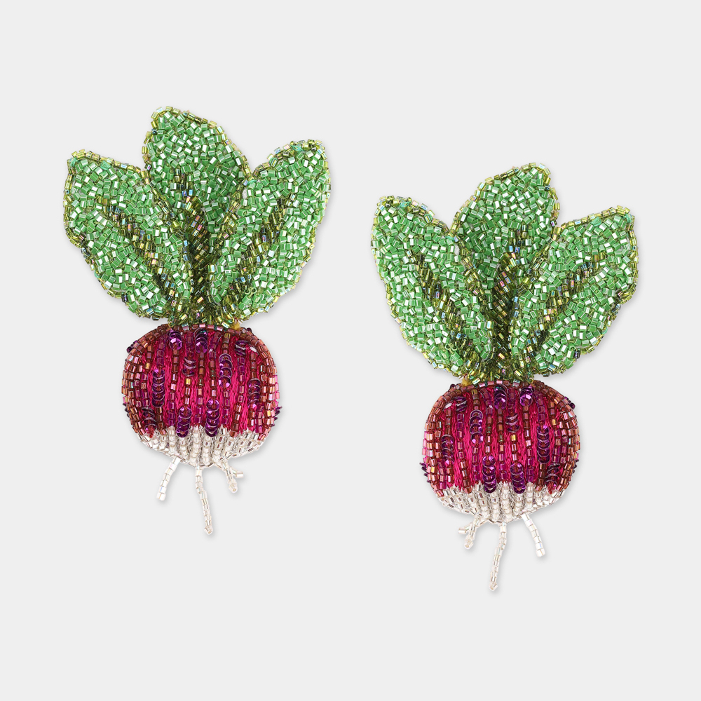 Purple Turnip Earrings Olivia Dar – Hand-Embroidered 3D Design ...