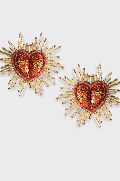 Boucles d'oreilles cœurs brodées Olivia Dar