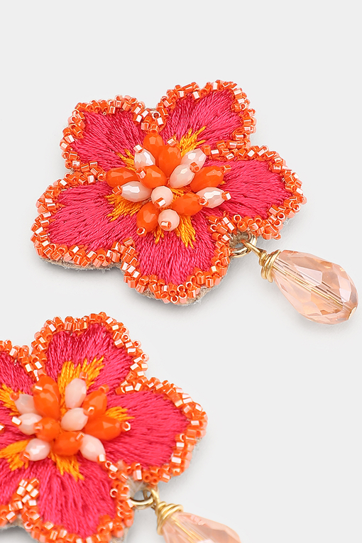 Pink Hibiscus Pearl Earrings - Handmade Tropical Inspired Jewelry