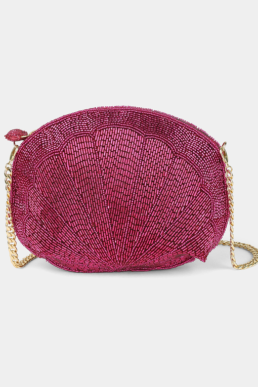 Venus Bag – Fuchsia Beaded Shell Design - Olivia Dar
