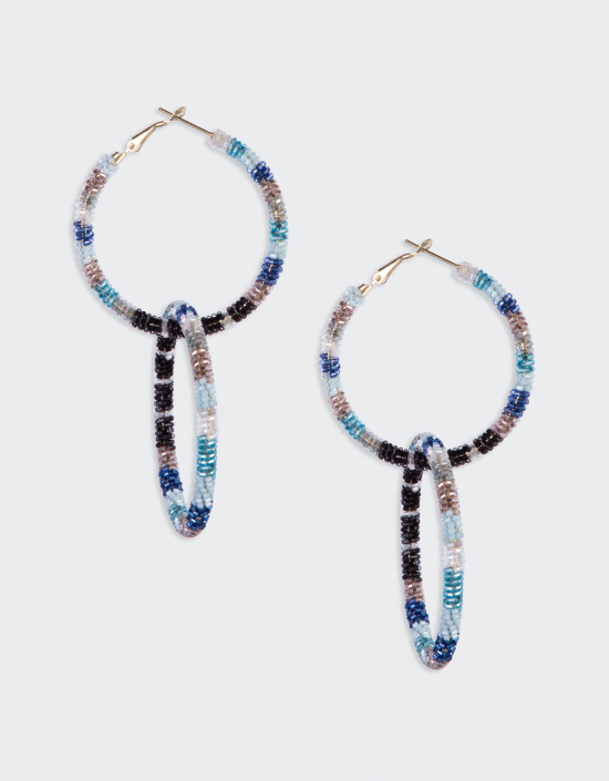 Striped Beaded Double Hoops