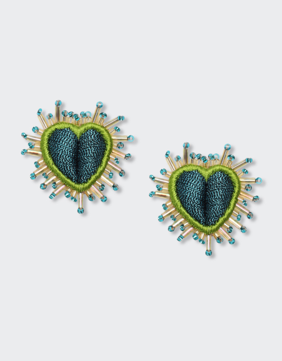 Mini Sparkle Heart Silk Earrings