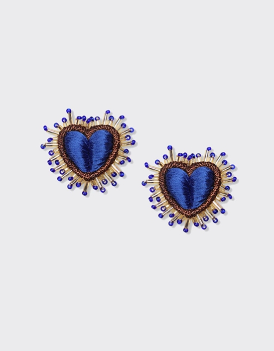 Sparkle Heart Silk Earrings Small