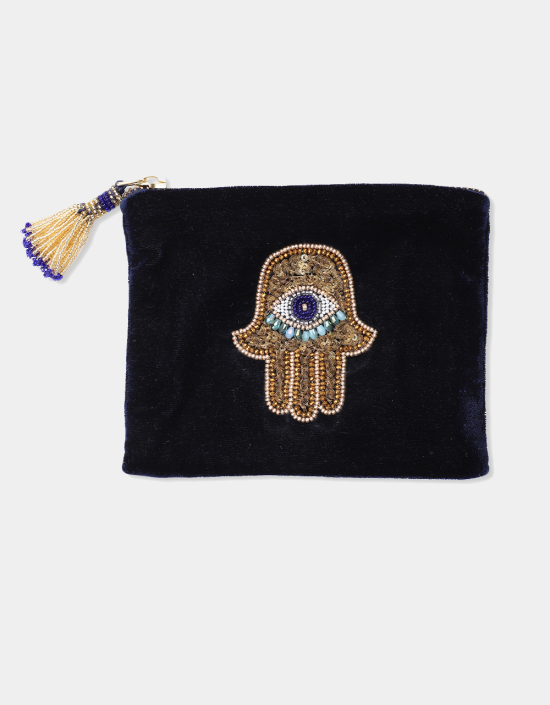 Hamsa Jewelry Bag Navy