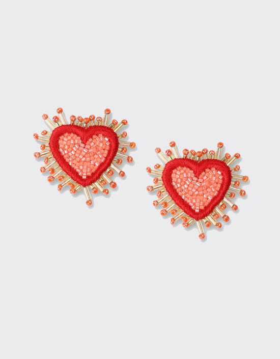Mini Sparkle Heart Beaded Earrings