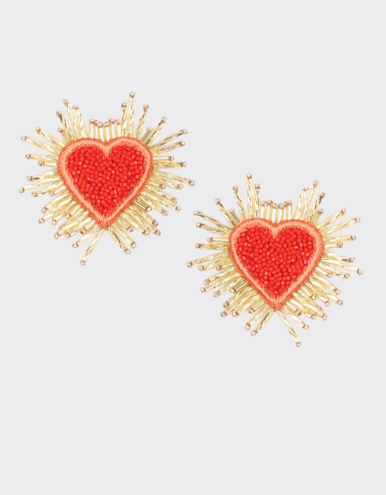 Sparkle Heart Beaded Earrings Large