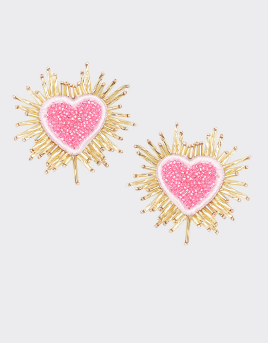 Sparkle Heart Beaded Earrings Large
