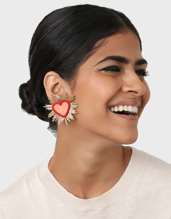 Sparkle Heart Beaded Earrings
