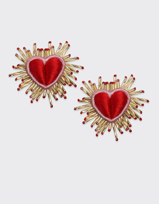 Sparkle Heart Silk Earrings Large
