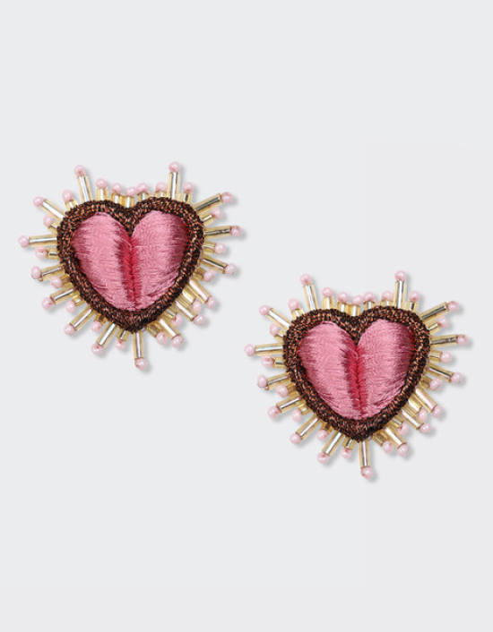 Mini Sparkle Heart Silk Earrings