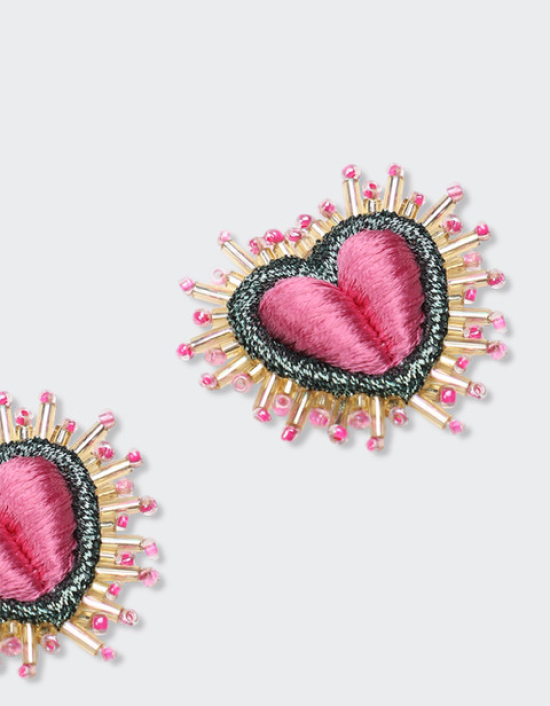 Mini Sparkle Heart Silk Earrings