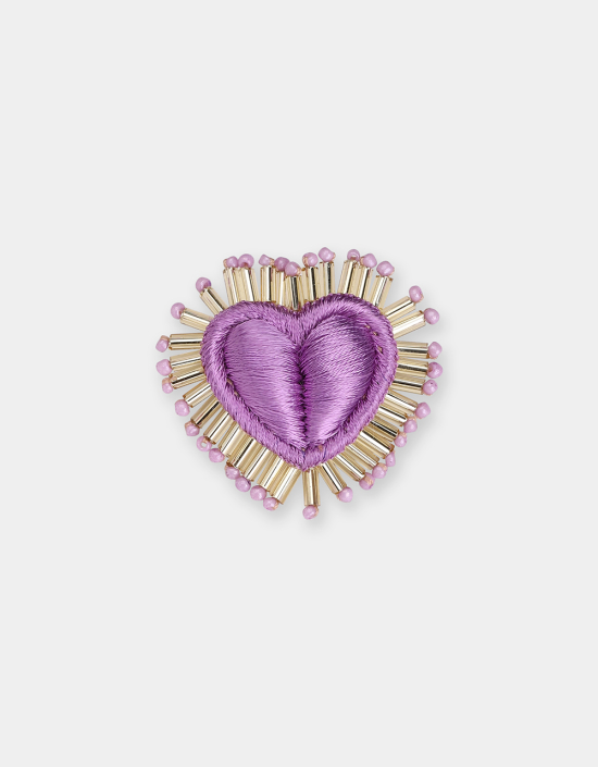 Sparkle Heart Silk Brooch