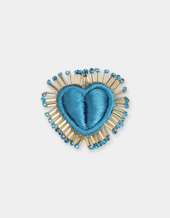 Sparkle Heart Silk Brooch