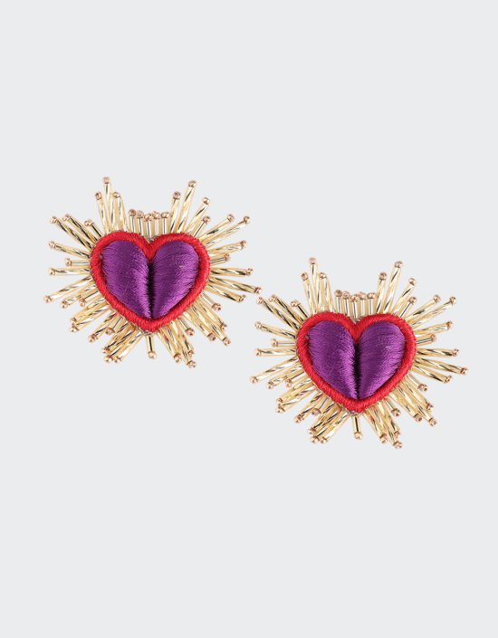 Sparkle Heart Silk Earrings Large