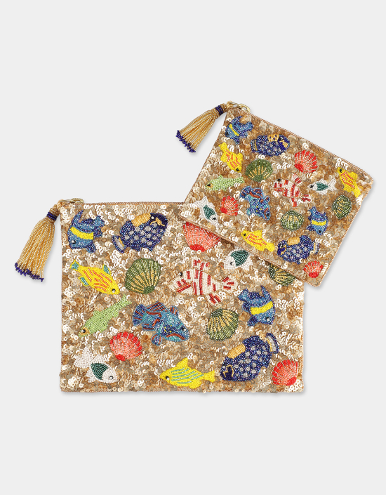 Multi Fish Sequins Jewelry Bag