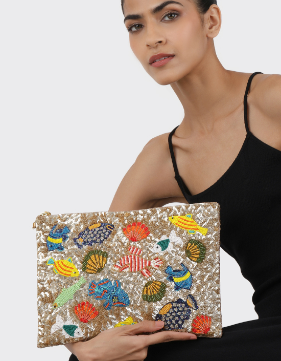 Multi Fish Sequins Jewelry Bag