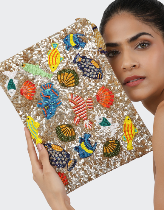 Multi Fish Sequins Jewelry Bag