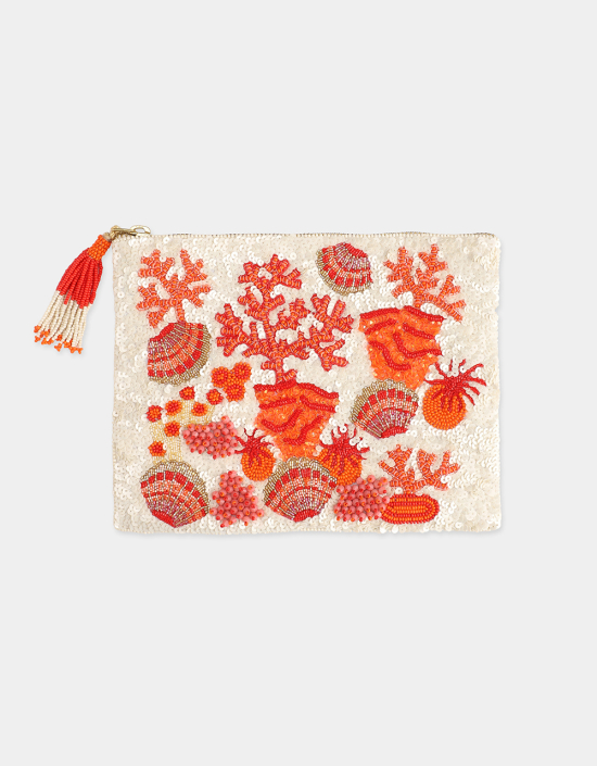 Coral Sequins Jewelry Bag
