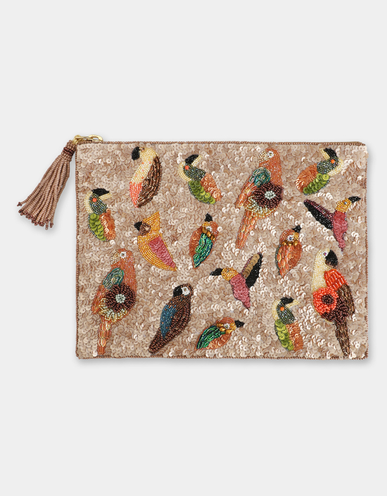 Multi Birds Sequins Jewelry Bag