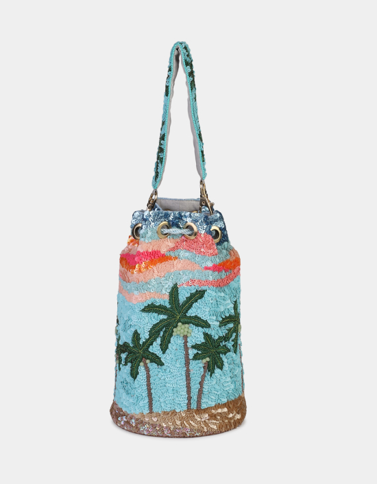 Sunset Palm Tree Bucket Bag