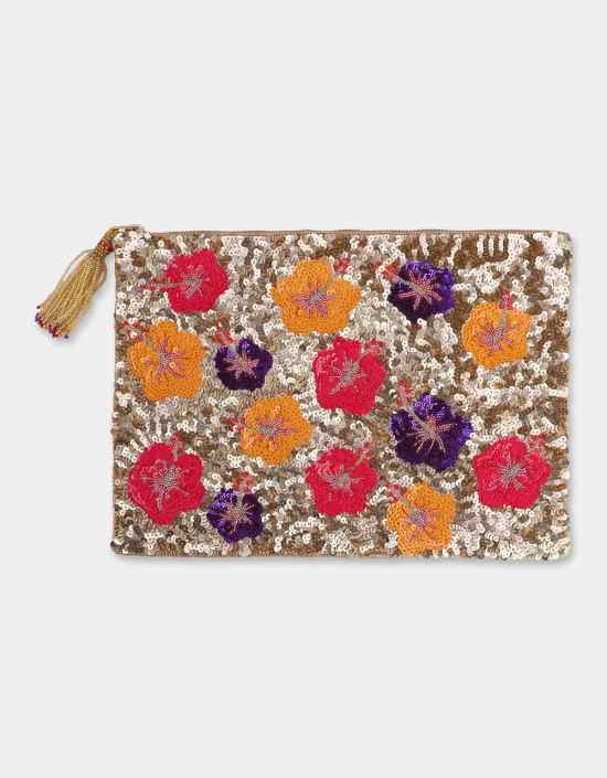 Hibiscus Sequins Pouch