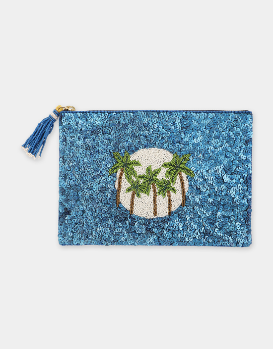 Palm Tree Sequins Pouch