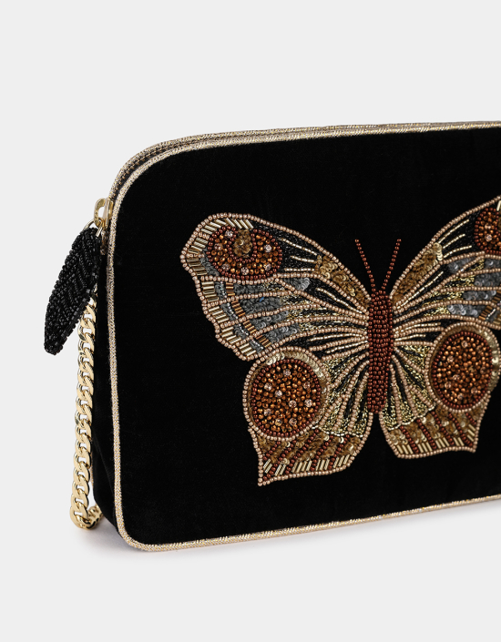 Butterfly Velvet Sling Bag
