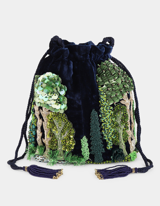 Enchanted Forest Velvet Bucket Bag