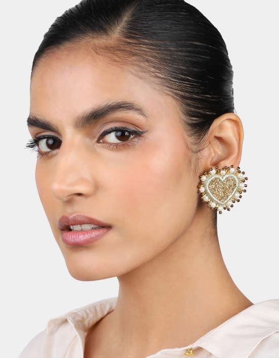 Pearl Heart Earrings