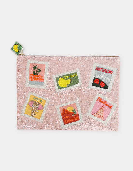 Stamps Sequins Pouch