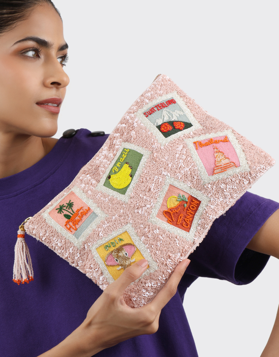 Stamps Sequins Pouch