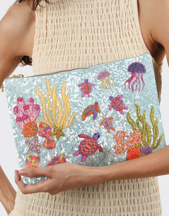 Coral Reef Sequins Pouch