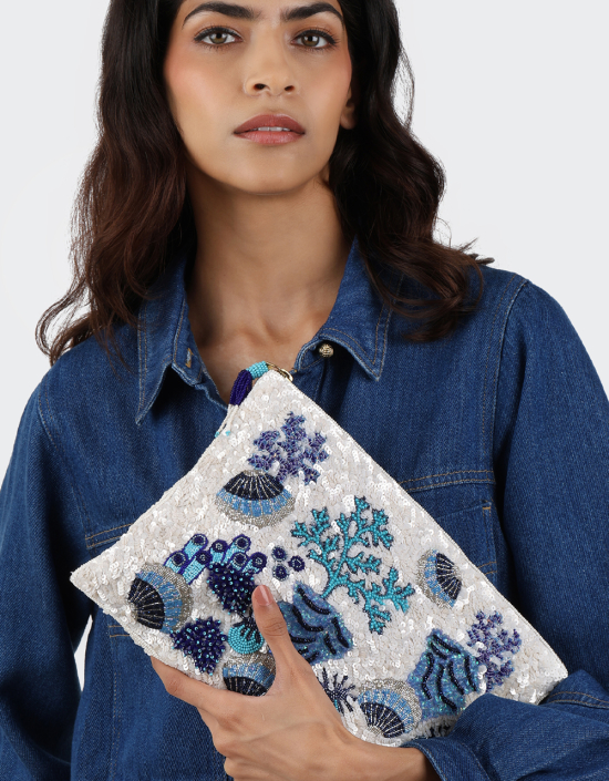 Coral Sequins Jewelry Bag