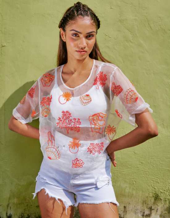 Coral Organza T-shirt