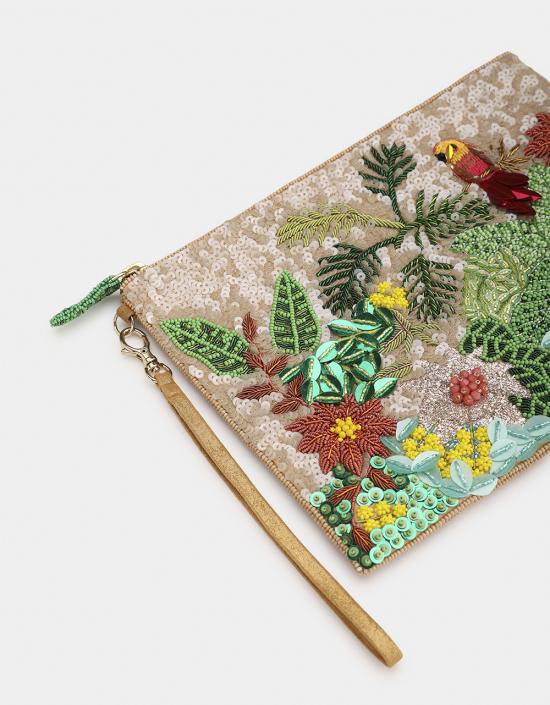 Tropical Forest Sequins Pouch