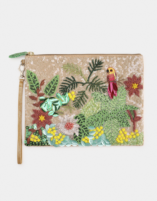 Tropical Forest Sequins Pouch