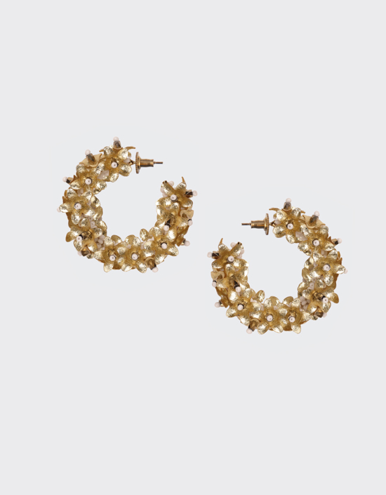 Gold Small Flower Hoops - Olivia Dar